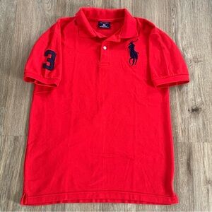 Vintage Polo Sport Ralph Lauren Red Big Pony Polo Shirt Size Large Preppy Retro